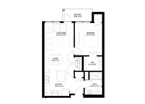 1 Bedroom Floor Plan at The Legends of Spring Lake Park 55+ Living, Minnesota, 55432